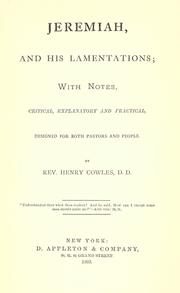 Cover of: Jeremiah, and his lamentations by Henry Cowles