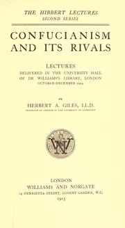 Cover of: Confucianism and its rivals by Herbert Allen Giles