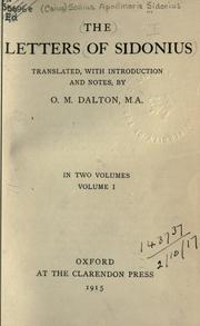Cover of: The letters. by C. Sollius Modestus Apollinaris Sidonius