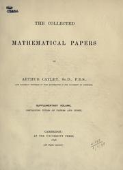 Cover of: The collected mathematical papers of Arthur Cayley. by Arthur Cayley