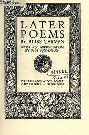 Cover of: Later poems. by Bliss Carman