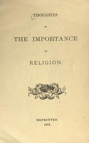 Thoughts on the importance of religion by Allen, William