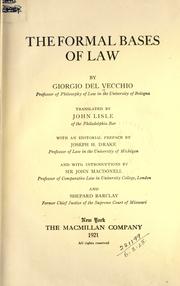 Cover of: The formal bases of law by Giorgio del Vecchio