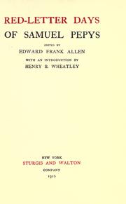 Red-letter days of Samuel Pepys by Samuel Pepys