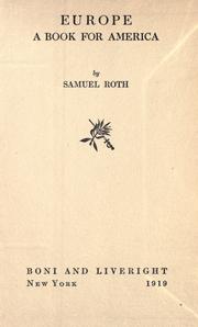 Cover of: Europe by Roth, Samuel