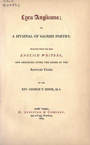 Cover of: Lyra Anglicana: or, A hymnal of sacred poetry