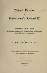 Cover of: Cibber's revision of Shakespeare's Richard III
