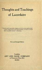 Cover of: Thoughts and teachings by Henri-Dominique Lacordaire