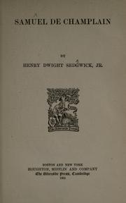 Cover of: Samuel de Champlain by Sedgwick, Henry Dwight