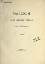 Cover of: Malcolm and other poems.