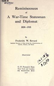 Cover of: Reminiscences of a war-time statesman and diplomat, 1830-1915.
