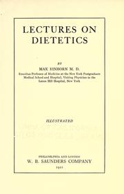 Cover of: Lectures on dietetics