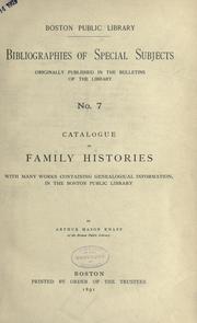Cover of: Catalogue of family histories by Arthur Mason Knapp