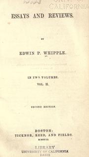 Cover of: Essays and reviews by Edwin Percy Whipple