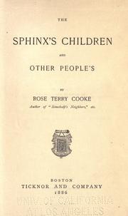 Cover of: The sphinx's children and other people's