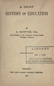 Cover of: A short history of education