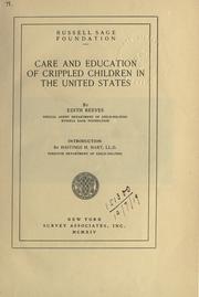 Cover of: Care and education of crippled children in the United States