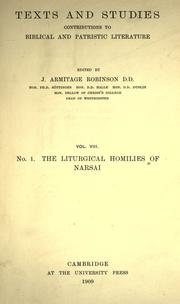 Cover of: The liturgical homilies of Narsai