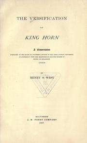 Cover of: The versification of King Horn by Henry Skinner West
