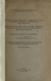 Cover of: The water supply of Colorado. by Charles Worthington Comstock