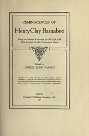 Cover of: Reminiscences of Henry Clay Barnabee by Henry Clay Barnabee, Henry Clay Barnabee