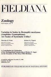 Cover of: Variation in scales in Dermophis mexicanus (Amphibia, Gymnophiona): are scales of systematic utility?