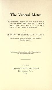 Cover of: The Venturi meter by Clemens Herschel