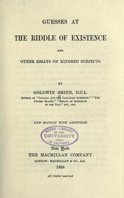 Cover of: Guesses at the riddle of existence by Goldwin Smith