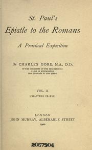 Cover of: St. Paul's epistle to the Romans by Charles Gore M.A.