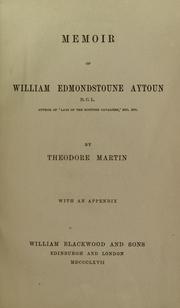 Cover of: Memoir of William Edmondstoune Aytoun