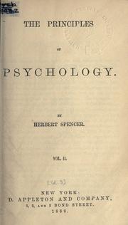 Cover of: The principles of psychology. by Herbert Spencer, Herbert Spencer