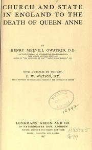 Cover of: Church and state in England to the death of Queen Anne by Henry Melvill Gwatkin