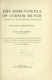 The rime-vowels of Cursor mundi by Otto Strandberg