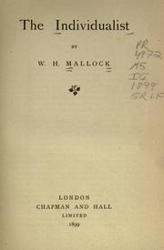 Cover of: The individualist. by W. H. Mallock