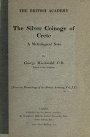 Cover of: The silver coinage of Crete: a metrological note