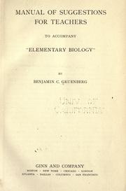 Cover of: Manual of suggestions for teachers by Benjamin C. Gruenberg