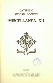 Cover of: Miscellanea XII.