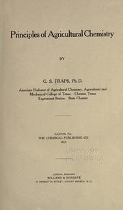 Cover of: Principles of agricultural chemistry