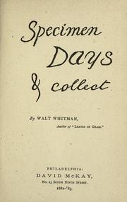 Specimen days & Collect by Walt Whitman