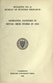 Cover of: Operating expenses in retail shoe stores in 1921.