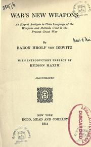 Cover of: War's new weapons by Dewitz, Hrolf von Baron