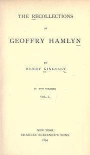 Cover of: The recollections of Geoffry Hamlyn by Henry Kingsley