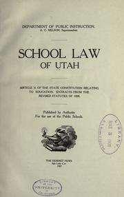 Cover of: School law of Utah ...
