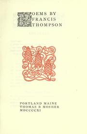 Cover of: Poems by Francis Thompson