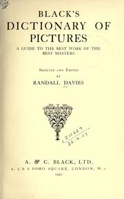 Cover of: Black's dictionary of pictures: a guide to the best work of the best masters