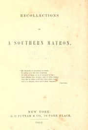 Cover of: Recollections of a southern matron. by Caroline Howard Gilman