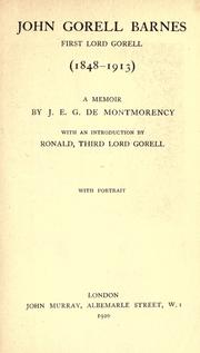 Cover of: John Gorell Barnes by De Montmorency, James Edward Geoffrey