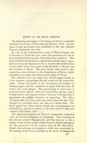 Cover of: Report on the Bexar archives