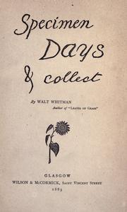 Cover of: Specimen days by Walt Whitman