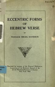 Cover of: Eccentric forms of Hebrew verse